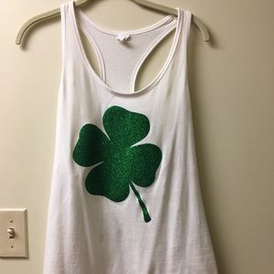 Shamrock glitter tank top.